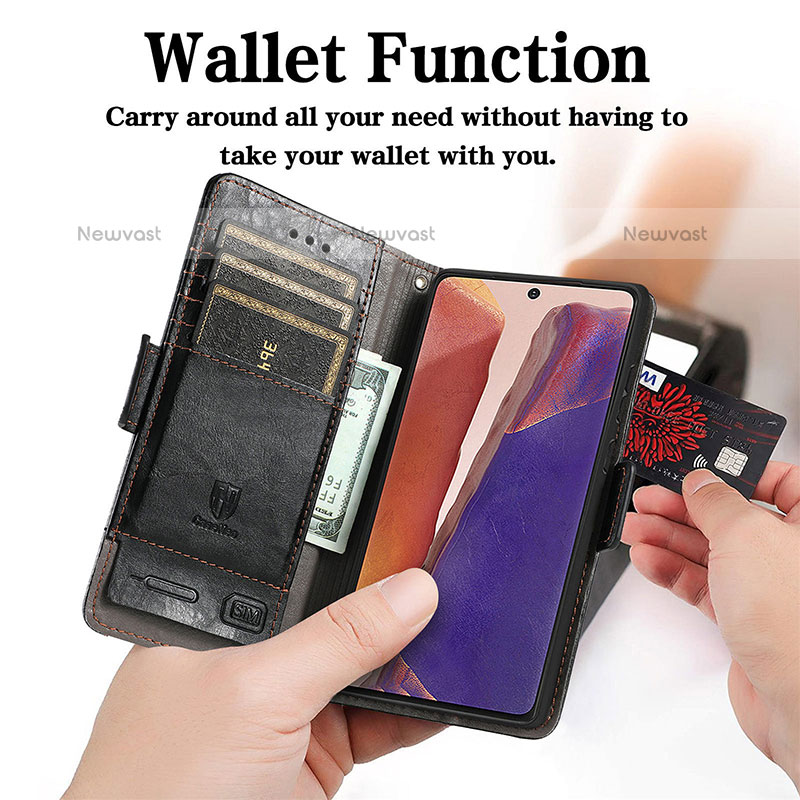 Leather Case Stands Flip Cover Holder S02D for Samsung Galaxy Note 20 5G