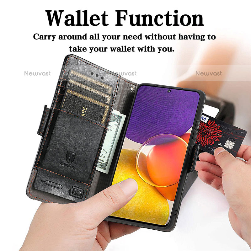 Leather Case Stands Flip Cover Holder S02D for Samsung Galaxy Quantum2 5G