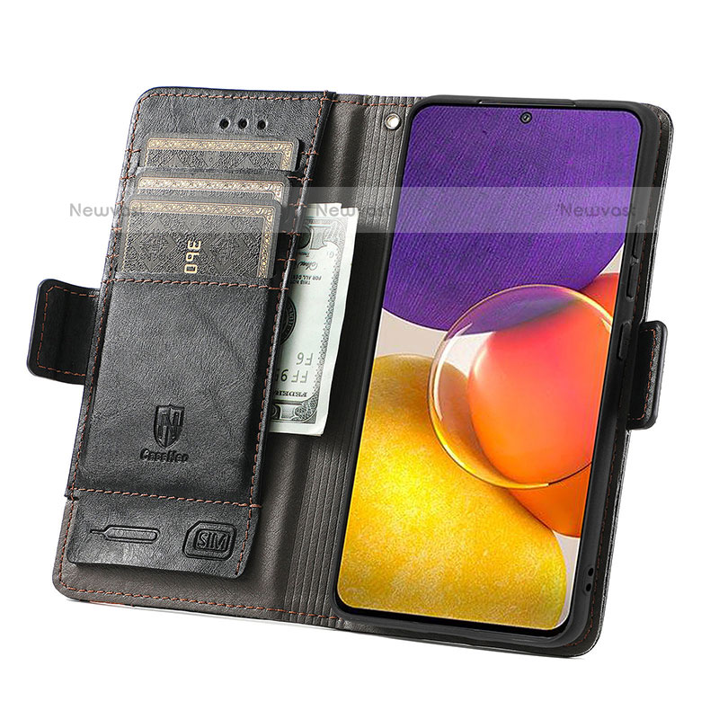 Leather Case Stands Flip Cover Holder S02D for Samsung Galaxy Quantum2 5G