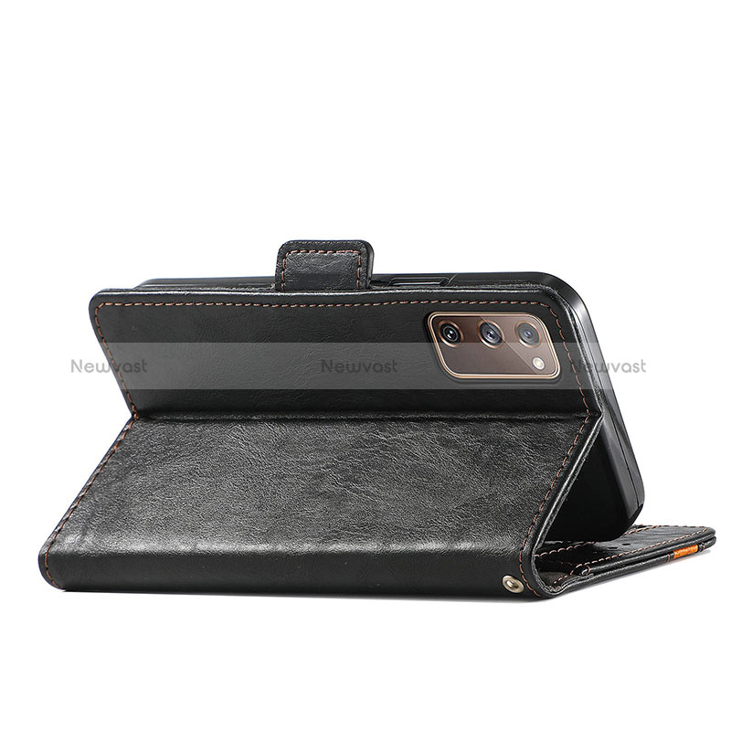 Leather Case Stands Flip Cover Holder S02D for Samsung Galaxy S20 FE (2022) 5G