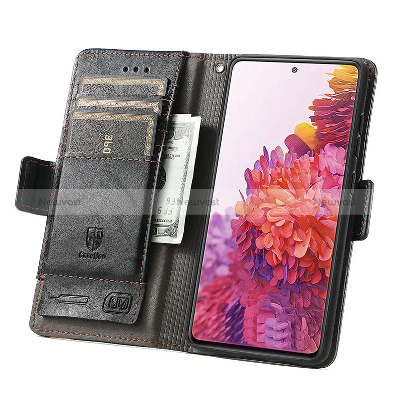 Leather Case Stands Flip Cover Holder S02D for Samsung Galaxy S20 FE (2022) 5G