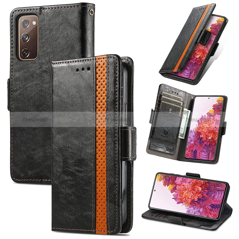 Leather Case Stands Flip Cover Holder S02D for Samsung Galaxy S20 FE 5G