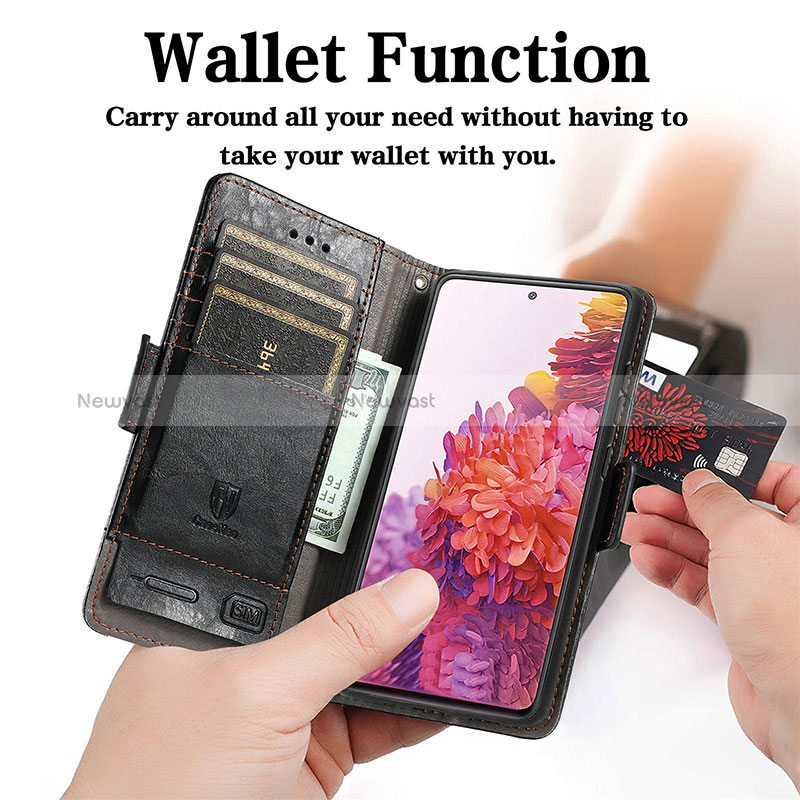 Leather Case Stands Flip Cover Holder S02D for Samsung Galaxy S20 Lite 5G