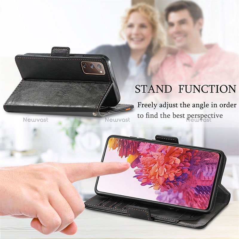 Leather Case Stands Flip Cover Holder S02D for Samsung Galaxy S20 Lite 5G