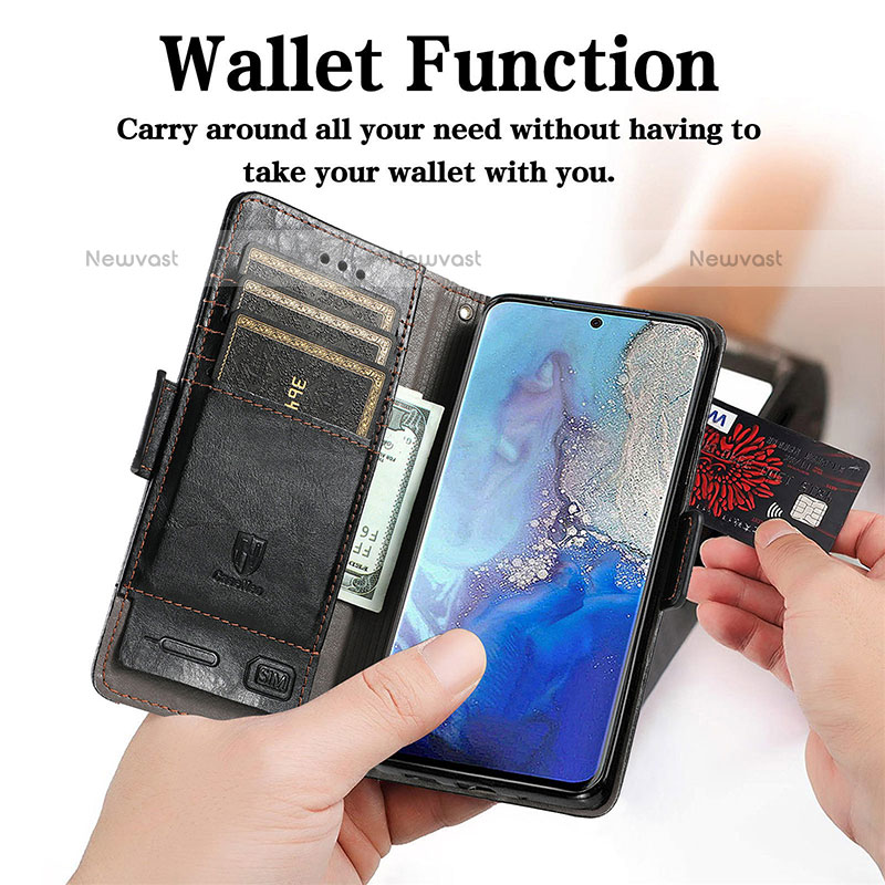 Leather Case Stands Flip Cover Holder S02D for Samsung Galaxy S20 Plus 5G