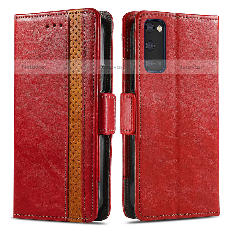 Leather Case Stands Flip Cover Holder S02D for Samsung Galaxy S20 Plus 5G Red