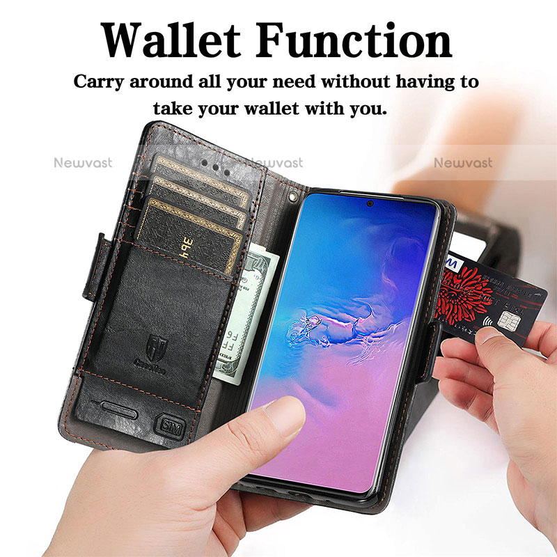 Leather Case Stands Flip Cover Holder S02D for Samsung Galaxy S20 Ultra