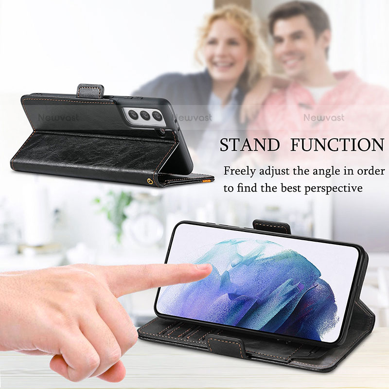 Leather Case Stands Flip Cover Holder S02D for Samsung Galaxy S21 5G