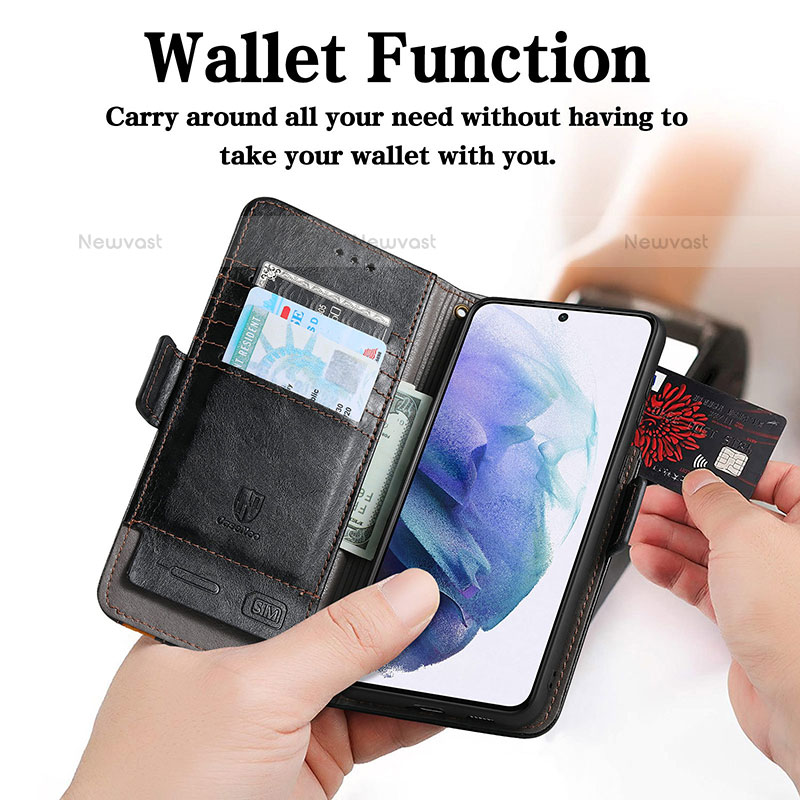 Leather Case Stands Flip Cover Holder S02D for Samsung Galaxy S21 FE 5G