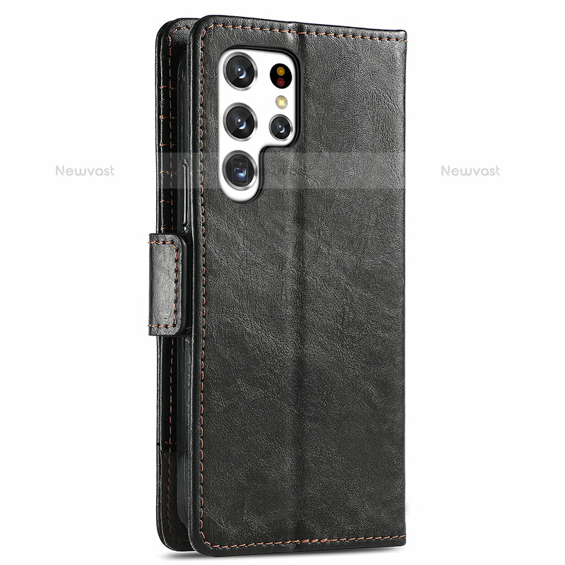 Leather Case Stands Flip Cover Holder S02D for Samsung Galaxy S21 Ultra 5G