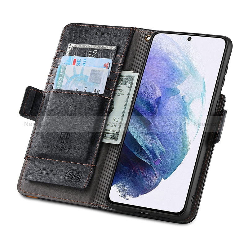 Leather Case Stands Flip Cover Holder S02D for Samsung Galaxy S22 Plus 5G