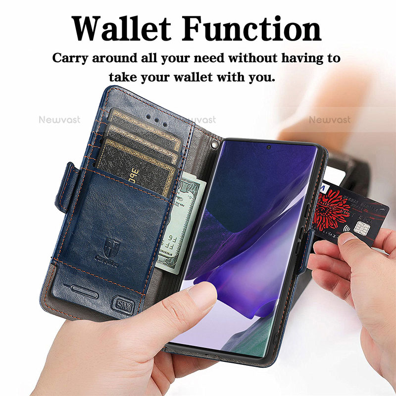 Leather Case Stands Flip Cover Holder S02D for Samsung Galaxy S23 Ultra 5G