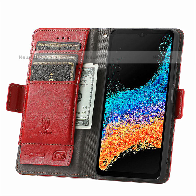 Leather Case Stands Flip Cover Holder S02D for Samsung Galaxy XCover 6 Pro 5G