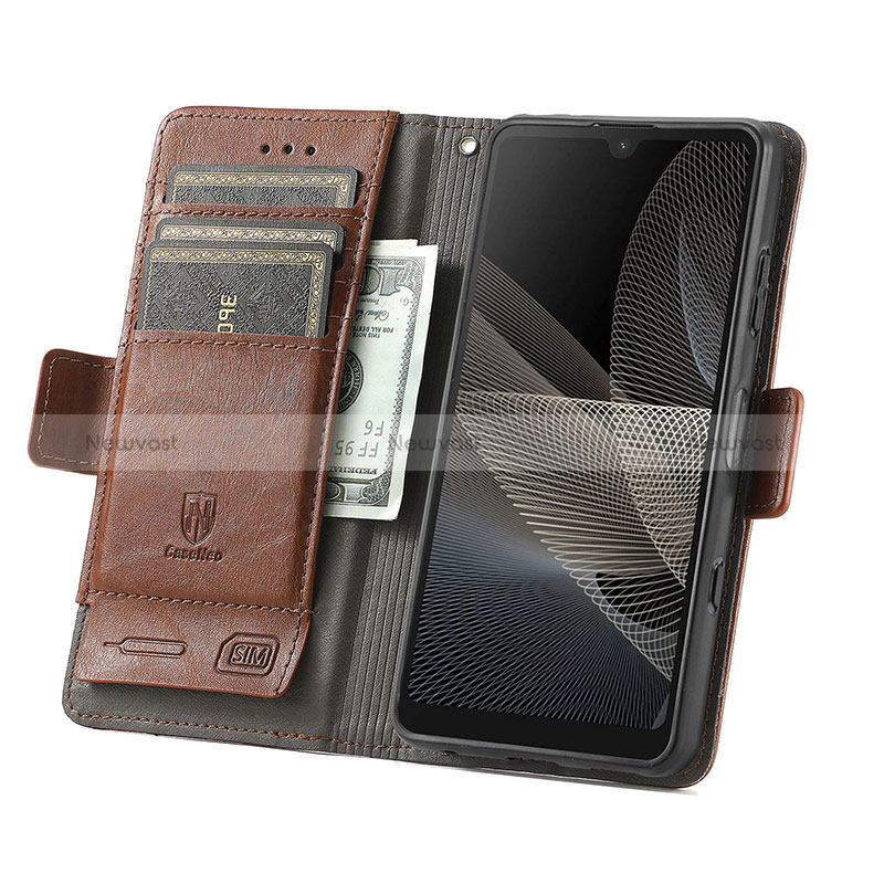 Leather Case Stands Flip Cover Holder S02D for Sony Xperia Ace II