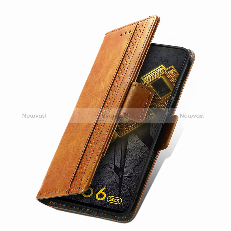 Leather Case Stands Flip Cover Holder S02D for Vivo iQOO Neo6 5G