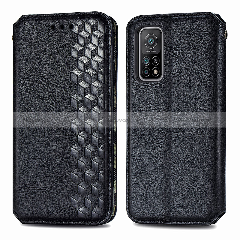 Leather Case Stands Flip Cover Holder S02D for Xiaomi Mi 10T Pro 5G Black