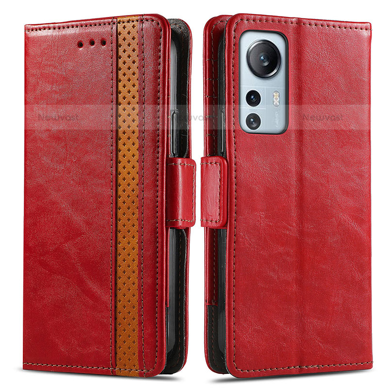 Leather Case Stands Flip Cover Holder S02D for Xiaomi Mi 12S 5G Red