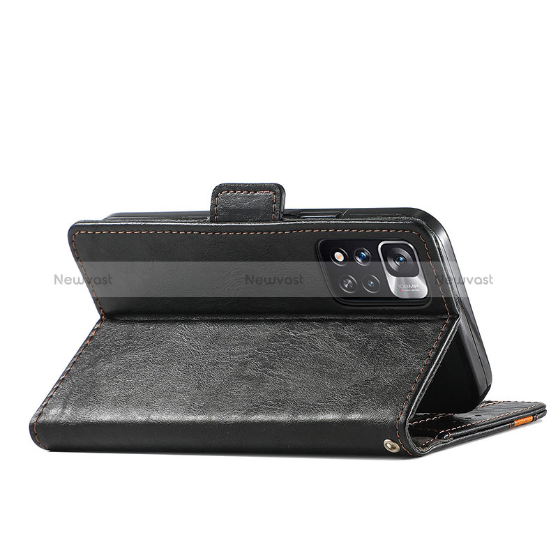 Leather Case Stands Flip Cover Holder S02D for Xiaomi Redmi Note 11 Pro+ Plus 5G