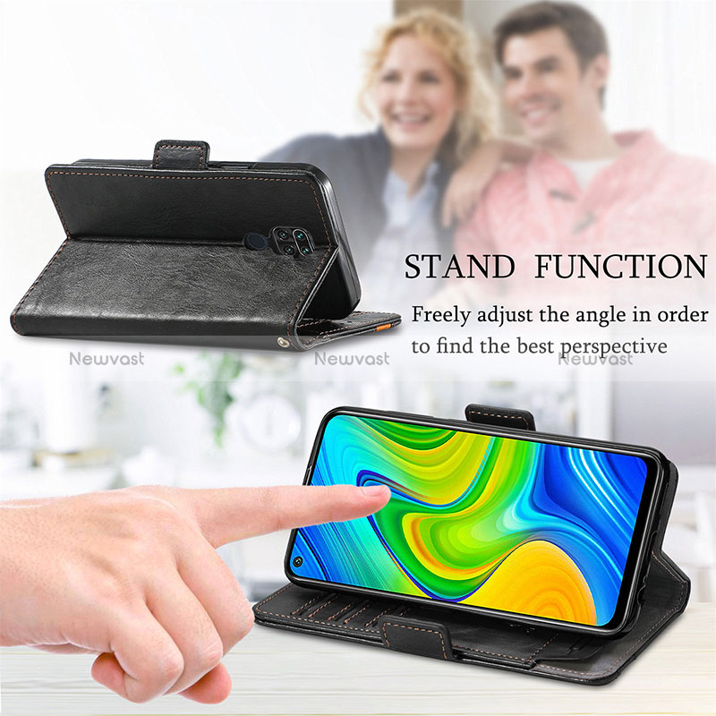 Leather Case Stands Flip Cover Holder S02D for Xiaomi Redmi Note 9