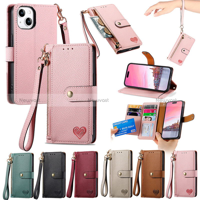Leather Case Stands Flip Cover Holder S03D for Apple iPhone 13
