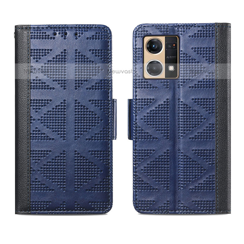 Leather Case Stands Flip Cover Holder S03D for Oppo F21s Pro 4G Blue