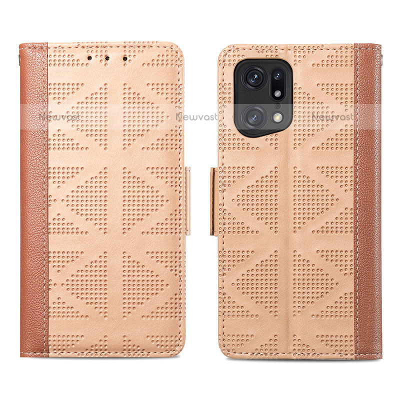 Leather Case Stands Flip Cover Holder S03D for Oppo Find X5 Pro 5G
