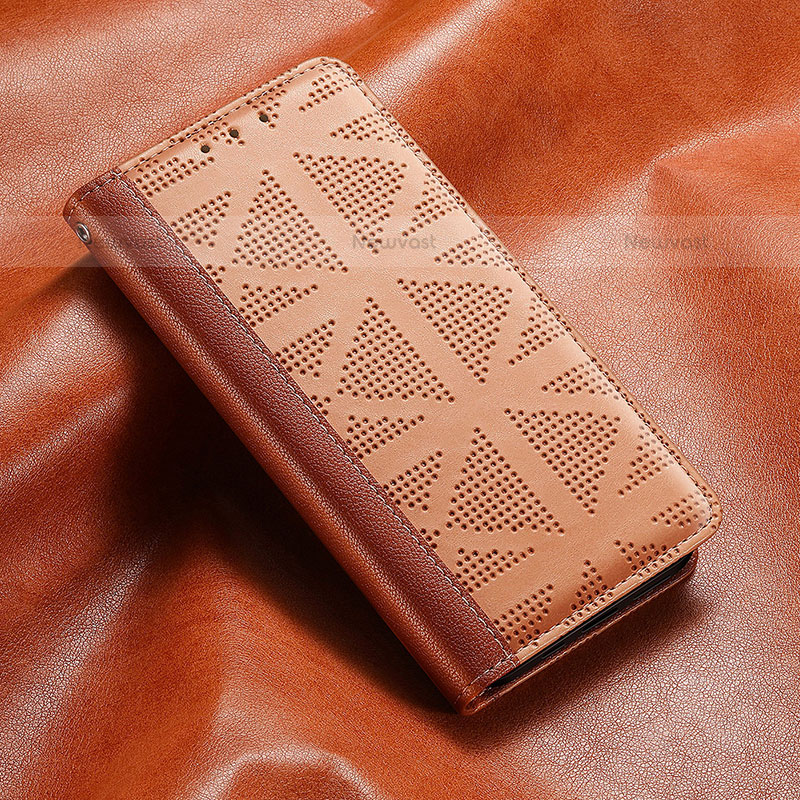 Leather Case Stands Flip Cover Holder S03D for Samsung Galaxy S21 5G Light Brown