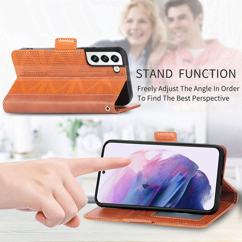Leather Case Stands Flip Cover Holder S03D for Samsung Galaxy S22 5G