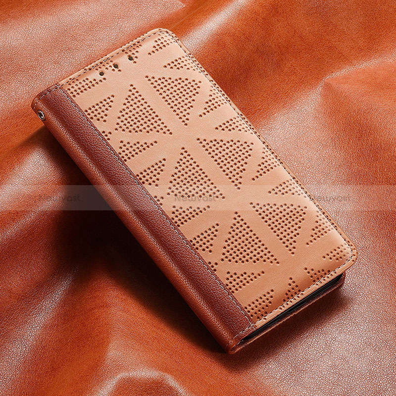 Leather Case Stands Flip Cover Holder S03D for Samsung Galaxy S22 Plus 5G Light Brown