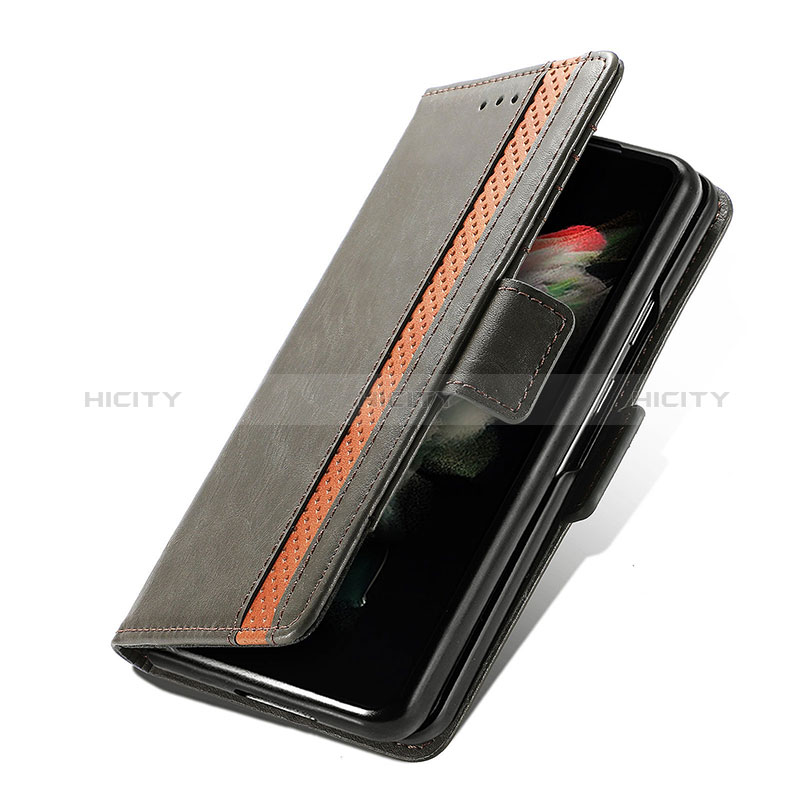 Leather Case Stands Flip Cover Holder S03D for Samsung Galaxy Z Fold4 5G Gray