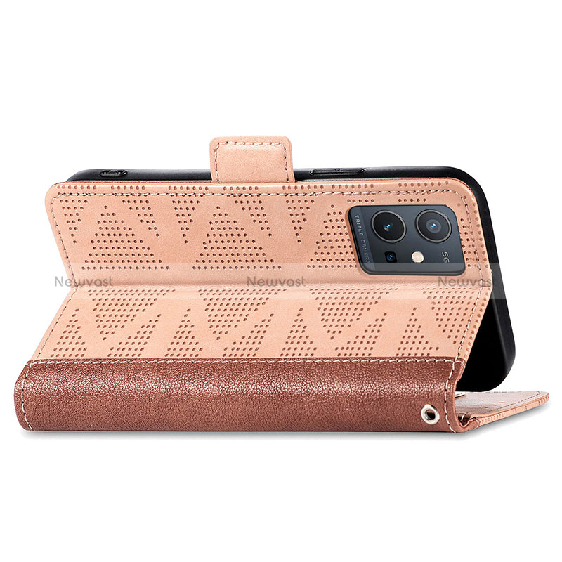 Leather Case Stands Flip Cover Holder S03D for Vivo T1 5G India