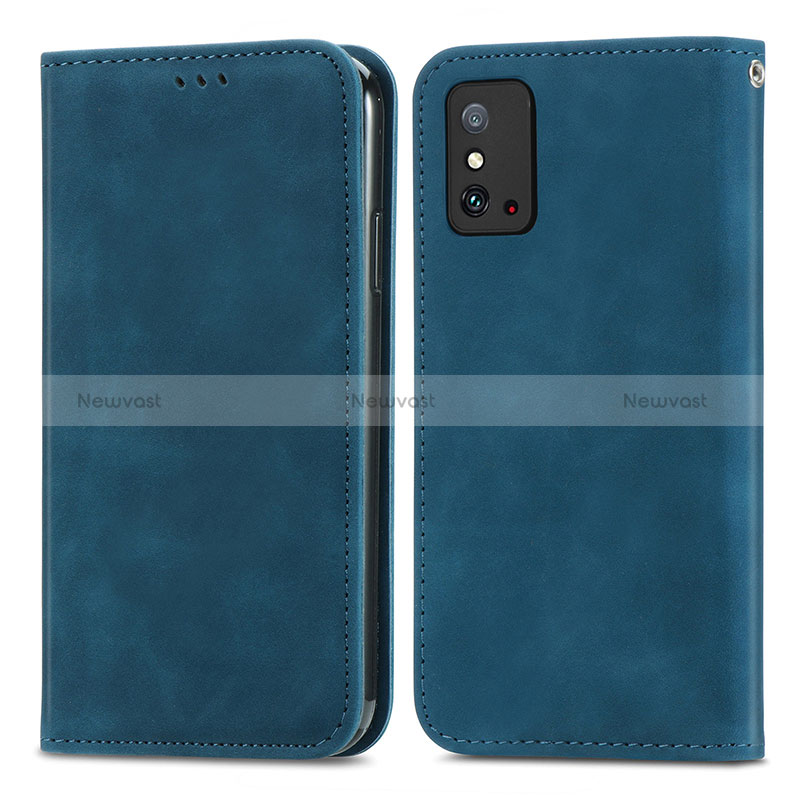 Leather Case Stands Flip Cover Holder S04D for Huawei Honor X10 Max 5G Blue
