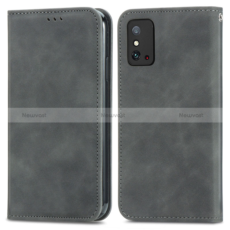Leather Case Stands Flip Cover Holder S04D for Huawei Honor X10 Max 5G Gray