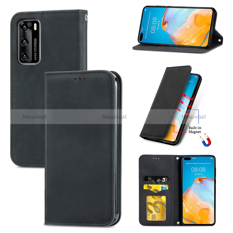 Leather Case Stands Flip Cover Holder S04D for Huawei P40