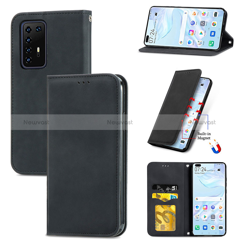 Leather Case Stands Flip Cover Holder S04D for Huawei P40 Pro