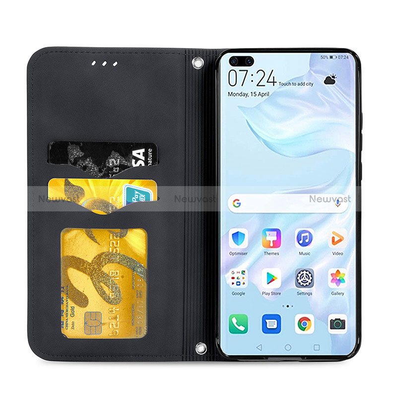 Leather Case Stands Flip Cover Holder S04D for Huawei P40 Pro