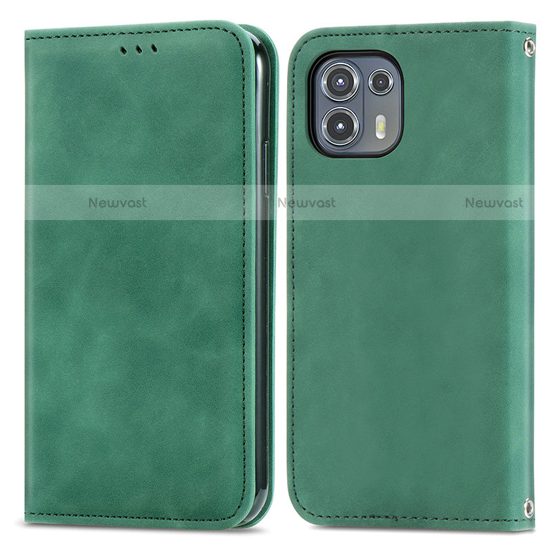 Leather Case Stands Flip Cover Holder S04D for Motorola Moto Edge 20 Lite 5G Green