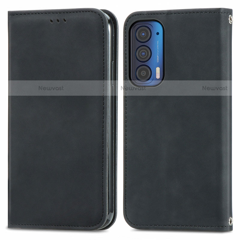 Leather Case Stands Flip Cover Holder S04D for Motorola Moto Edge (2021) 5G