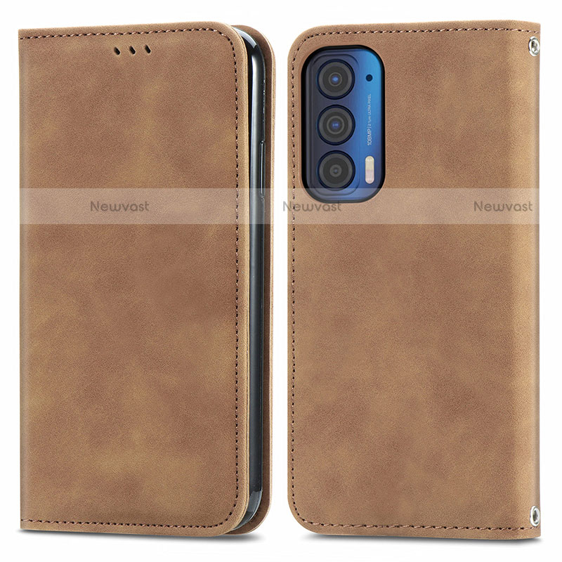 Leather Case Stands Flip Cover Holder S04D for Motorola Moto Edge (2021) 5G