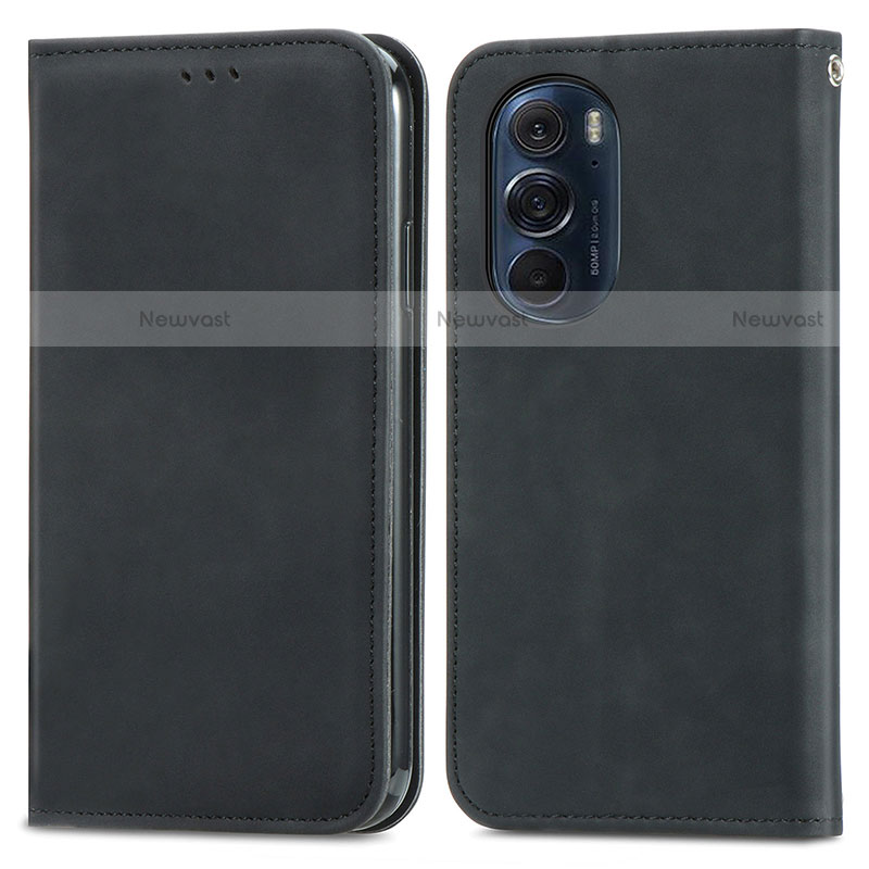 Leather Case Stands Flip Cover Holder S04D for Motorola Moto Edge Plus (2022) 5G