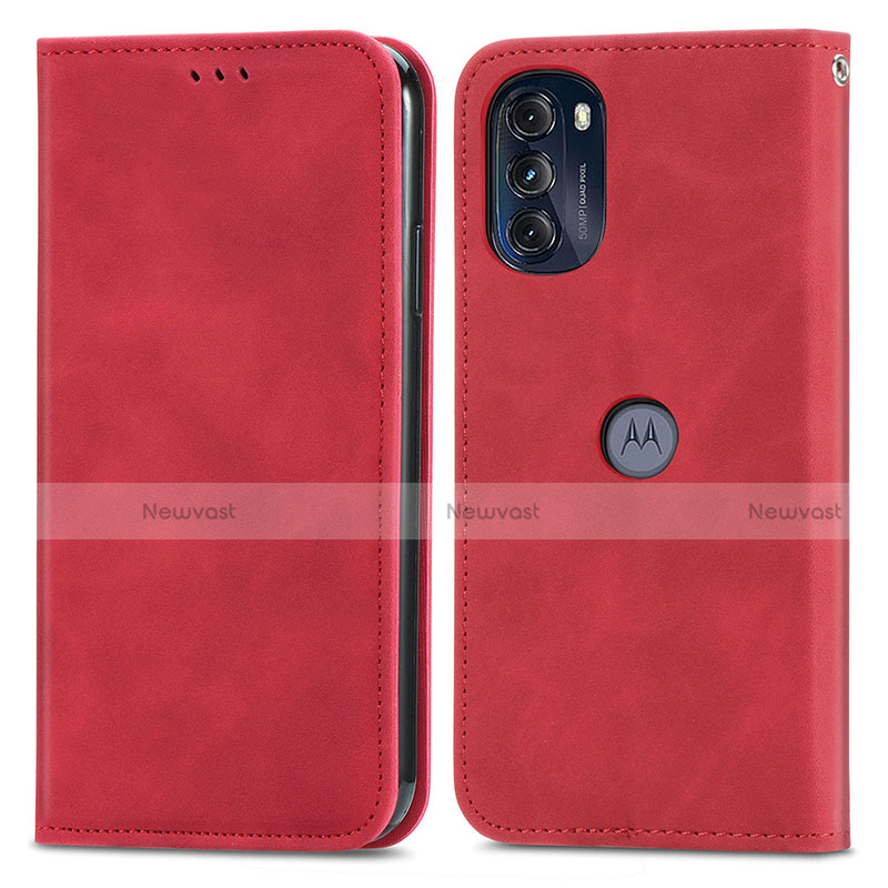 Leather Case Stands Flip Cover Holder S04D for Motorola Moto G 5G (2022)