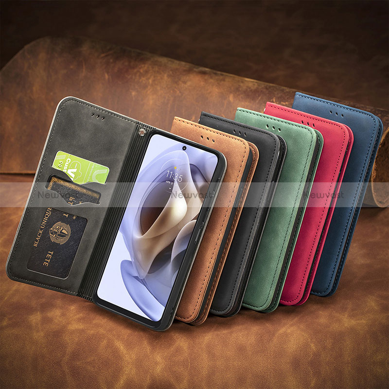 Leather Case Stands Flip Cover Holder S04D for Motorola Moto G41