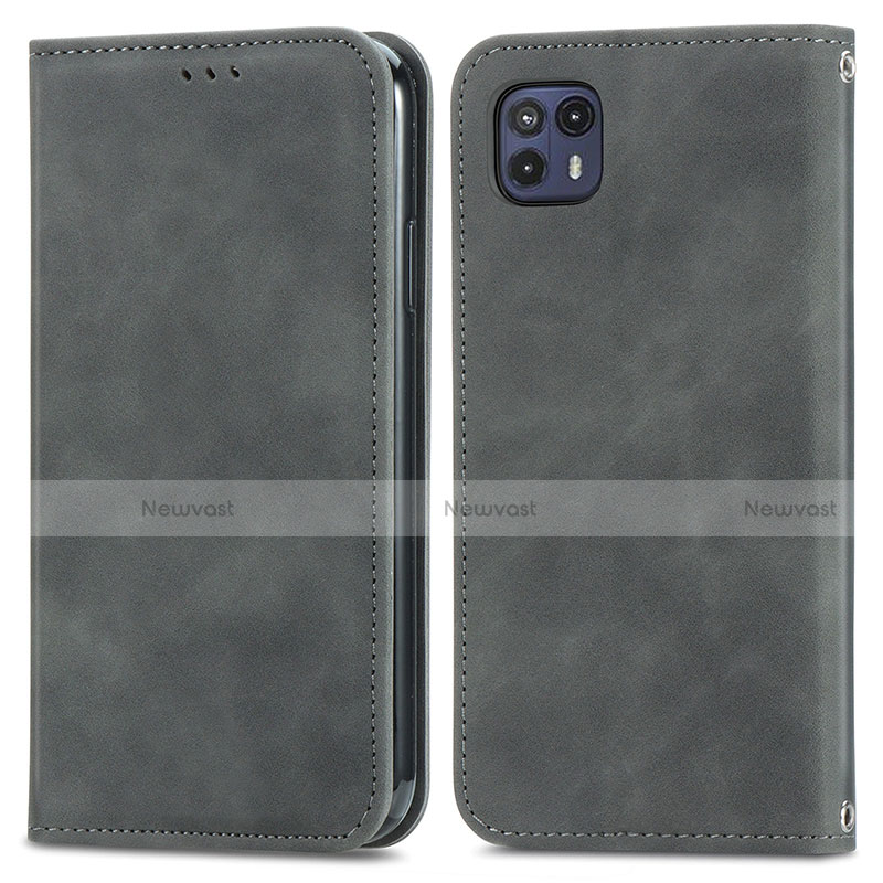 Leather Case Stands Flip Cover Holder S04D for Motorola Moto G50 5G Gray