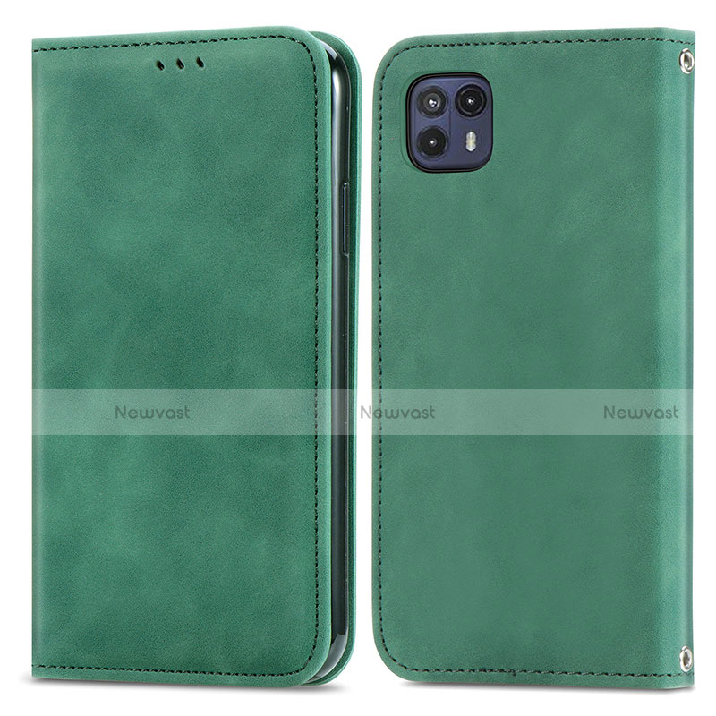 Leather Case Stands Flip Cover Holder S04D for Motorola Moto G50 5G Green
