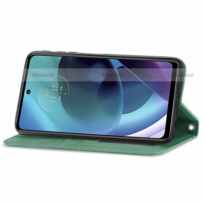 Leather Case Stands Flip Cover Holder S04D for Motorola Moto G51 5G