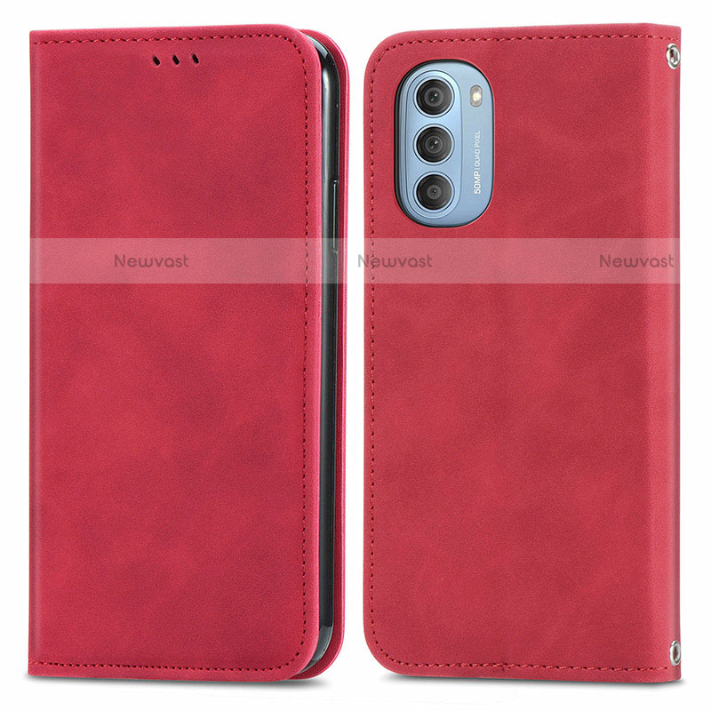 Leather Case Stands Flip Cover Holder S04D for Motorola Moto G51 5G