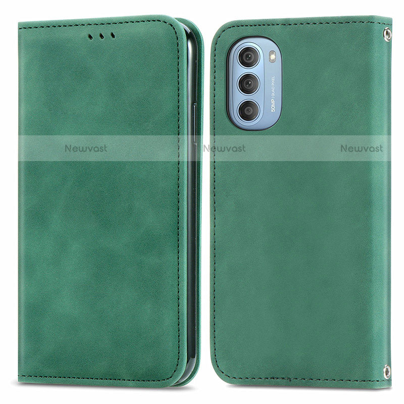 Leather Case Stands Flip Cover Holder S04D for Motorola Moto G51 5G