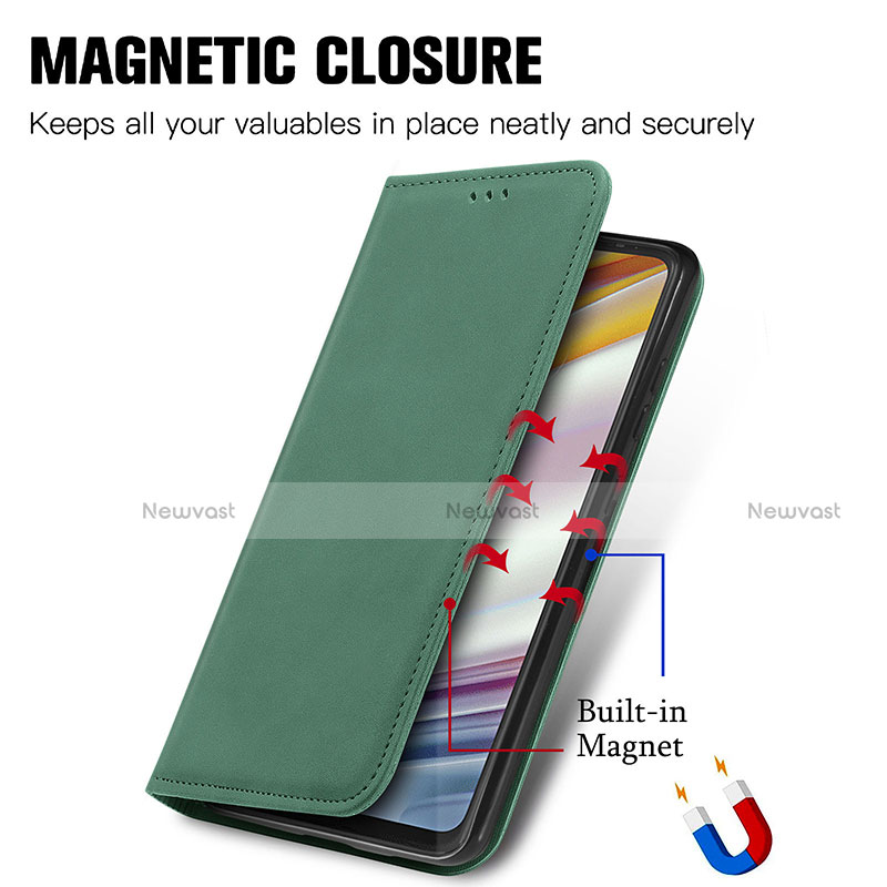 Leather Case Stands Flip Cover Holder S04D for Motorola Moto G60