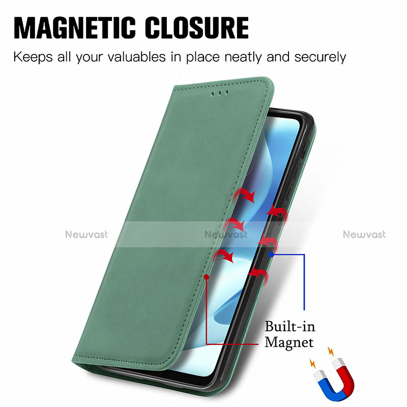 Leather Case Stands Flip Cover Holder S04D for Motorola Moto G60s