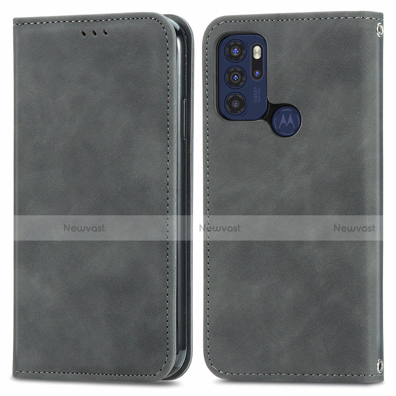 Leather Case Stands Flip Cover Holder S04D for Motorola Moto G60s